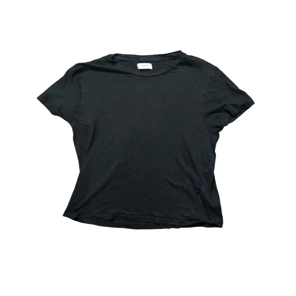 Anine Bing Black Womens Tee T-Shirt size Small 100% linen - Picture 1 of 5